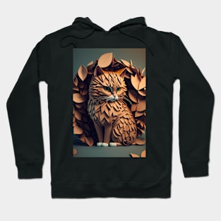 Cool cat portrait Paper art style Hoodie